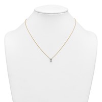 14K Yellow Gold 1 Carat Lab Grown Diamond VS+ F+ Radiant Complete Four Prong Pendant Necklace, 18" view 3
