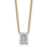 14K Yellow Gold 1 Carat Lab Grown Diamond VS+ F+ Radiant Complete Four Prong Pendant Necklace, 18" view 1