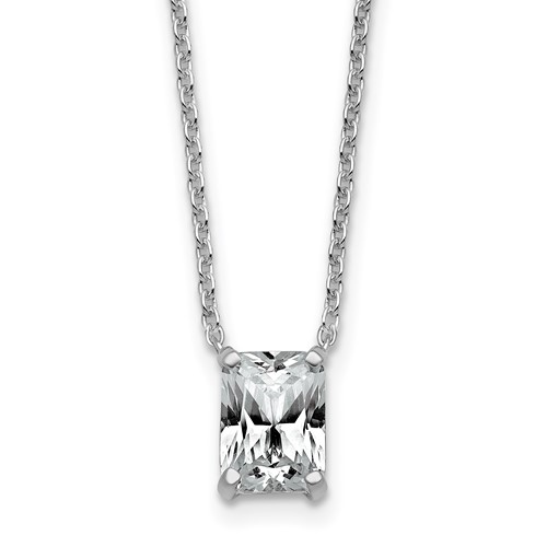 14K White Gold 1.50 Carat Radiant Four Prong Pendant Mounting