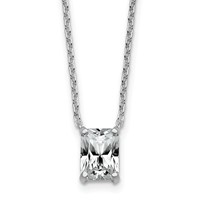 14K White Gold 1.50 Carat Lab Grown Diamond VS+ F+ Radiant Complete Four Prong Pendant Necklace, 18" view 1