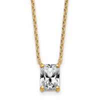 14K Yellow Gold 1.50 Carat Certified Lab Grown Diamond VS+ F+ Radiant Complete Four Prong Pendant Necklace, 18" view 1