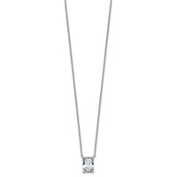 14K White Gold 2 Carat Lab Grown Diamond VS+ F+ Radiant Complete Four Prong Pendant Necklace, 18" view 2