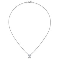 14K White Gold 2 Carat Lab Grown Diamond VS+ F+ Radiant Complete Four Prong Pendant Necklace, 18" view 4