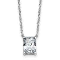 14K White Gold 2 Carat Lab Grown Diamond VS+ F+ Radiant Complete Four Prong Pendant Necklace, 18" view 1