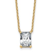 14K Yellow Gold 2 Carat Certified Lab Grown Diamond VS+ F+ Radiant Complete Four Prong Pendant Necklace, 18" view 1