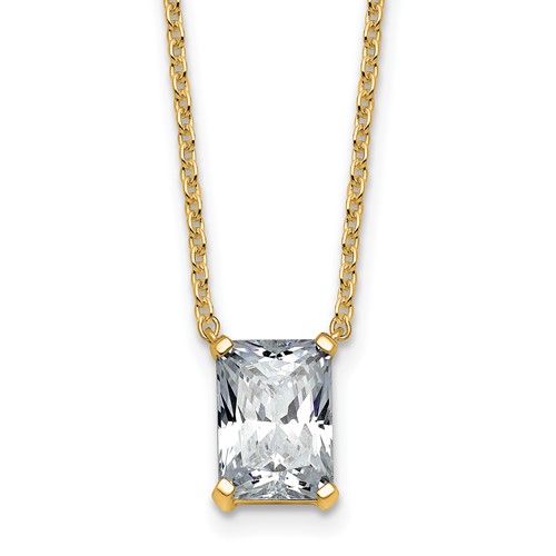14K Yellow Gold 2 Carat Certified Lab Grown Diamond VS+ F+ Radiant Complete Four Prong Pendant Necklace, 18"