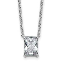 14K White Gold 2.50 Carat Lab Grown Diamond VS+ F+ Radiant Complete Four Prong Pendant Necklace, 18" view 1