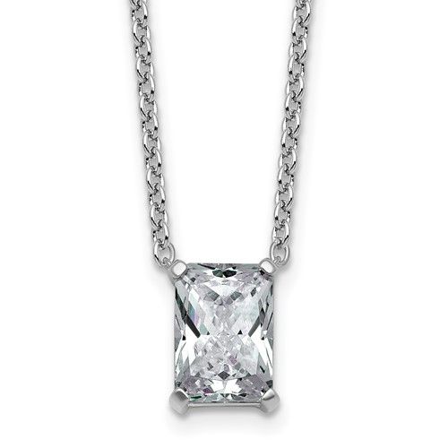 14K White Gold 2.50 Carat Certified Lab Grown Diamond VS+ F+ Radiant Complete Four Prong Pendant Necklace, 18"