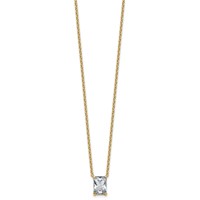 14K Yellow Gold 2.50 Carat Certified Lab Grown Diamond VS+ F+ Radiant Complete Four Prong Pendant Necklace, 18" view 2