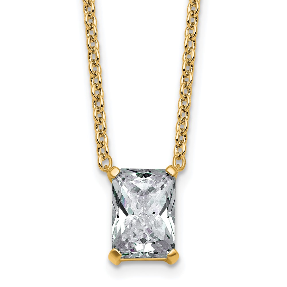14K Yellow Gold 2.50 Carat Certified Lab Grown Diamond VS+ F+ Radiant Complete Four Prong Pendant Necklace, 18"
