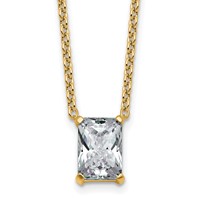 14K Yellow Gold 2.50 Carat Certified Lab Grown Diamond VS+ F+ Radiant Complete Four Prong Pendant Necklace, 18" view 1