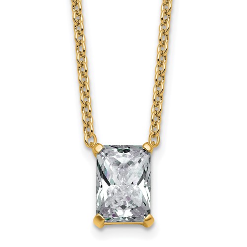 14K Yellow Gold 2.50 Carat Certified Lab Grown Diamond VS+ F+ Radiant Complete Four Prong Pendant Necklace, 18"