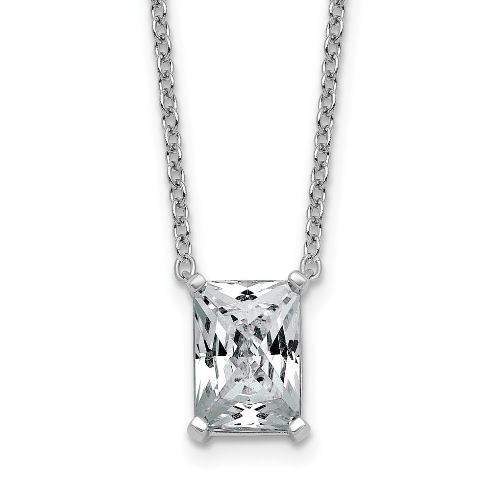 14K White Gold 3 Carat Radiant Four Prong Pendant Mounting