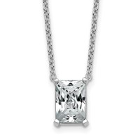 14K White Gold 3 Carat Certified Lab Grown Diamond VS+ F+ Radiant Complete Four Prong Pendant Necklace, 18" view 1