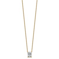 14K Yellow Gold 3 Carat Certified Lab Grown Diamond VS+ F+ Radiant Complete Four Prong Pendant Necklace, 18" view 2
