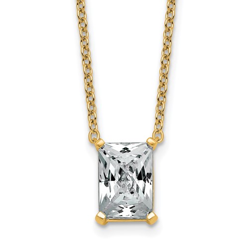 14K Yellow Gold 3 Carat Radiant Four Prong Pendant Mounting