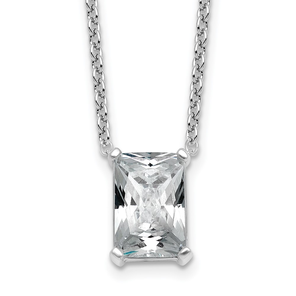14K White Gold 3.50 Carat Certified Lab Grown Diamond VS+ F+ Radiant Complete Four Prong Pendant Necklace, 18"