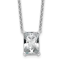 14K White Gold 3.50 Carat Certified Lab Grown Diamond VS+ F+ Radiant Complete Four Prong Pendant Necklace, 18" view 1