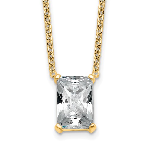 14K Yellow Gold 3.50 Carat Radiant Four Prong Pendant Mounting