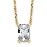 14K Yellow Gold 3.50 Carat Lab Grown Diamond VS+ F+ Radiant Complete Four Prong Pendant Necklace, 18" view 1
