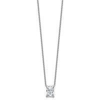 14K White Gold 4 Carat Certified Lab Grown Diamond VS+ F+ Radiant Complete Four Prong Pendant Necklace, 18" view 2