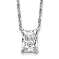 14K White Gold 4 Carat Certified Lab Grown Diamond VS+ F+ Radiant Complete Four Prong Pendant Necklace, 18" view 1