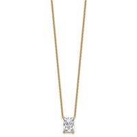 14K Yellow Gold 4 Carat Lab Grown Diamond VS+ F+ Radiant Complete Four Prong Pendant Necklace, 18" view 2