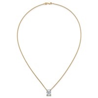 14K Yellow Gold 4 Carat Lab Grown Diamond VS+ F+ Radiant Complete Four Prong Pendant Necklace, 18" view 4