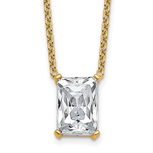 14K Yellow Gold 4 Carat Radiant Four Prong Pendant Mounting
