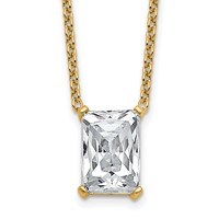 14K Yellow Gold 4 Carat Lab Grown Diamond VS+ F+ Radiant Complete Four Prong Pendant Necklace, 18" view 1