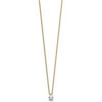 14K Yellow Gold 0.50 Carat Lab Grown Diamond VS+ F+ Pear Complete Three Prong Pendant Necklace, 18" view 2