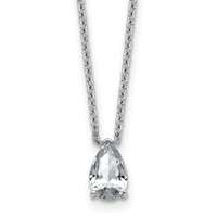14K White Gold 0.75 Carat Lab Grown Diamond VS+ F+ Pear Complete Three Prong Pendant Necklace, 18" view 1