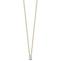 14K Yellow Gold 0.75 Carat Lab Grown Diamond VS+ F+ Pear Complete Three Prong Pendant Necklace, 18" view 2