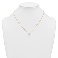 14K Yellow Gold 0.75 Carat Lab Grown Diamond VS+ F+ Pear Complete Three Prong Pendant Necklace, 18" view 3