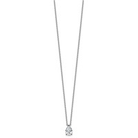 14K White Gold 1 Carat Lab Grown Diamond VS+ F+ Pear Complete Three Prong Pendant Necklace, 18" view 2