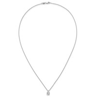 14K White Gold 1 Carat Lab Grown Diamond VS+ F+ Pear Complete Three Prong Pendant Necklace, 18" view 4