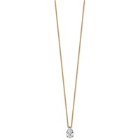 14K Yellow Gold 1 Carat Lab Grown Diamond VS+ F+ Pear Complete Three Prong Pendant Necklace, 18" view 2