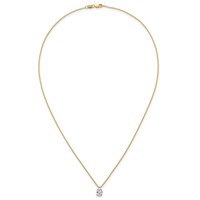 14K Yellow Gold 1 Carat Lab Grown Diamond VS+ F+ Pear Complete Three Prong Pendant Necklace, 18" view 4