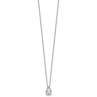 14K White Gold 1.50 Carat Lab Grown Diamond VS+ F+ Pear Complete Three Prong Pendant Necklace, 18" view 2