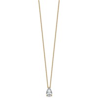 14K Yellow Gold 1.50 Carat Certified Lab Grown Diamond VS+ F+ Pear Complete Three Prong Pendant Necklace, 18" view 2