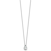 14K White Gold 2 Carat Certified Lab Grown Diamond VS+ F+ Pear Complete Three Prong Pendant Necklace, 18" view 2