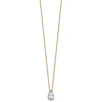 14K Yellow Gold 2 Carat Lab Grown Diamond VS+ F+ Pear Complete Three Prong Pendant Necklace, 18" view 2