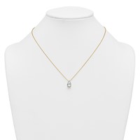 14K Yellow Gold 2 Carat Lab Grown Diamond VS+ F+ Pear Complete Three Prong Pendant Necklace, 18" view 3