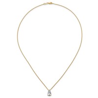 14K Yellow Gold 2 Carat Lab Grown Diamond VS+ F+ Pear Complete Three Prong Pendant Necklace, 18" view 4