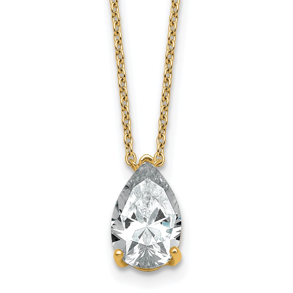 14K Yellow Gold 2 Carat Radiant Three Prong Pendant Mounting
