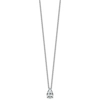14K White Gold 2.50 Carat Lab Grown Diamond VS+ F+ Pear Complete Three Prong Pendant Necklace, 18" view 2