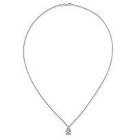 14K White Gold 2.50 Carat Lab Grown Diamond VS+ F+ Pear Complete Three Prong Pendant Necklace, 18" view 4
