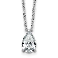 14K White Gold 2.50 Carat Lab Grown Diamond VS+ F+ Pear Complete Three Prong Pendant Necklace, 18" view 1