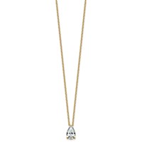 14K Yellow Gold 2.50 Carat Lab Grown Diamond VS+ F+ Pear Complete Three Prong Pendant Necklace, 18" view 2