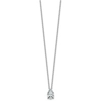 14K White Gold 3 Carat Certified Lab Grown Diamond VS+ F+ Pear Complete Three Prong Pendant Necklace, 18" view 2